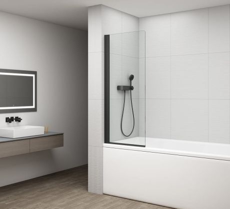 Przejdź do produktu ROTA BLACK parawan wannowy obrotowy 750mm, szkło czyste