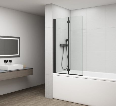 Przejdź do produktu ROTA BLACK parawan wannowy składany 1200mm, szkło czyste