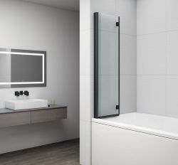 ROTA BLACK parawan wannowy składany 1200mm, szkło czyste