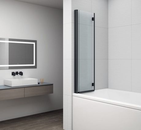 Przejdź do produktu ROTA BLACK parawan wannowy składany 1200mm, szkło czyste