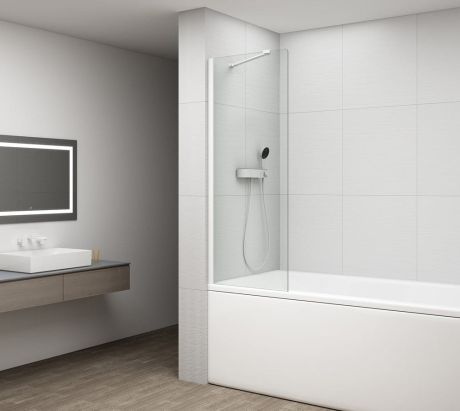 Przejdź do produktu FISA parawan wannowy 700x1500mm, biały mat, szkło czyste