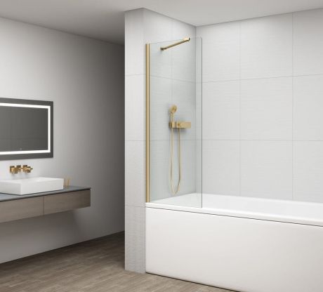 Przejdź do produktu FISA parawan wannowy 600x1500mm, złoty mat, szkło czyste