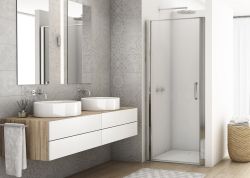 Drzwi prysznicowe wahadłowe 90x200 cm Ronal Sanswiss Divera D22T10905007 srebrny połysk