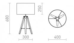 ALVIS/RON 40 stołowa  Polycotton biała/bambus 230V LED E27 15W
