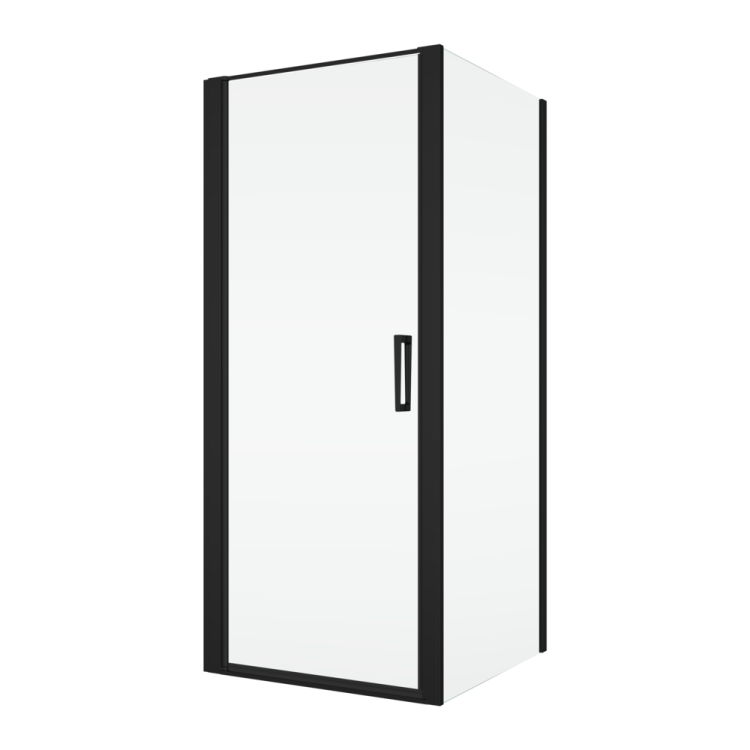 Czarna kabina prysznicowa 80x80 cm z drzwiami wahadłowymi Ronal Sanswiss Divera D22T10800607+D22F10800607 czarny mat