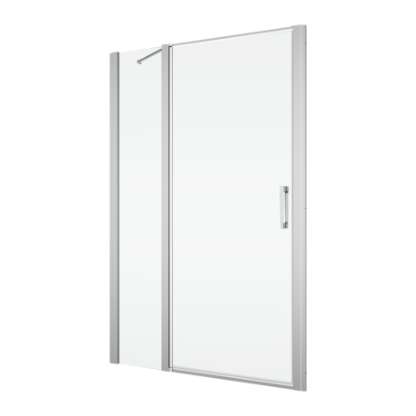 Przejdź do produktu Drzwi prysznicowe wahadłowe 110x200 cm z elementem stałym Ronal Sanswiss Divera D22T13070405007 srebrny połysk