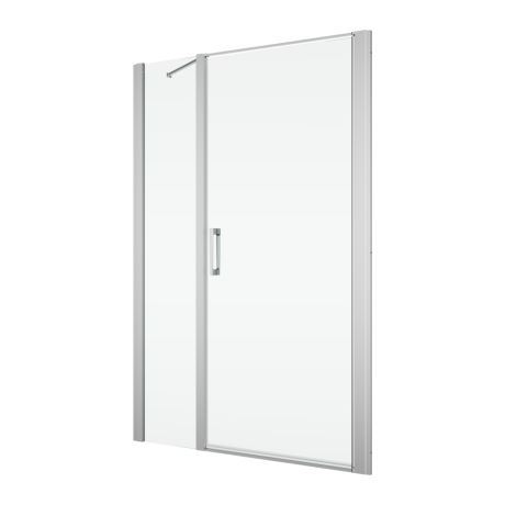 Przejdź do produktu Drzwi prysznicowe wahadłowe 120x200 cm z elementem stałym Ronal Sanswiss Divera D22T31080405007 srebrny połysk