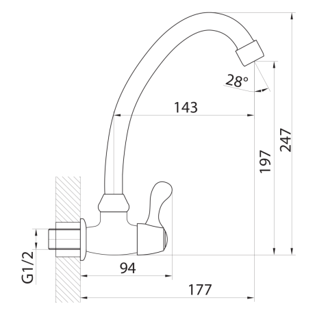 Przejdź do produktu Zawór kulowy ścienny 1/2", obrotowa wylewka, chrom
