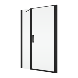 Czarne drzwi prysznicowe wahadłowe 120x200 cm z elementem stałym Ronal Sanswiss Divera D22T31080400607 czarny mat