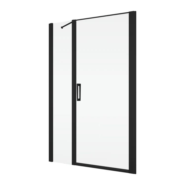 Czarne drzwi prysznicowe wahadłowe 160x200 cm z elementem stałym Ronal Sanswiss Divera D22T31100600607 czarny mat