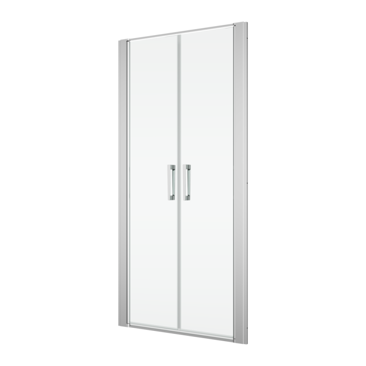 Drzwi prysznicowe wahadłowe 90x200 cm dwuczęściowe Ronal Sanswiss Divera D22T20905007 srebrny połysk