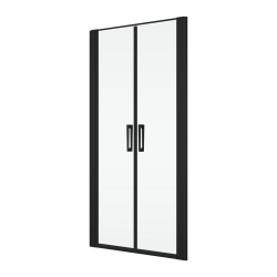 Czarne drzwi prysznicowe wahadłowe 90x200 cm dwuczęściowe Ronal Sanswiss Divera D22T20900607 czarny mat