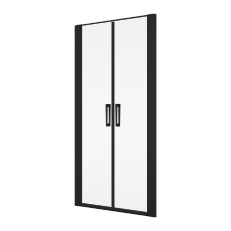 Przejdź do produktu Czarne drzwi prysznicowe wahadłowe 100x200 cm dwuczęściowe Ronal Sanswiss Divera D22T21000607 czarny mat