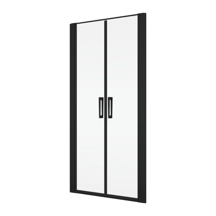 Czarne drzwi prysznicowe wahadłowe 120x200 cm dwuczęściowe Ronal Sanswiss Divera D22T21200607 czarny mat