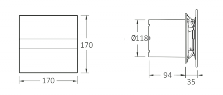 E-120 GBTH wentylator łazienkowy osiowy elektr. wył. czas, 6W/11W, wylot 120mm, czarny