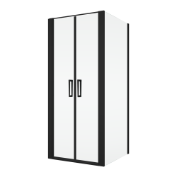 Czarna kabina prysznicowa 90x90 cm z dwuczęściowymi drzwiami wahadłowymi Ronal Sanswiss Divera D22T20900607+D22F10900607 czarny mat