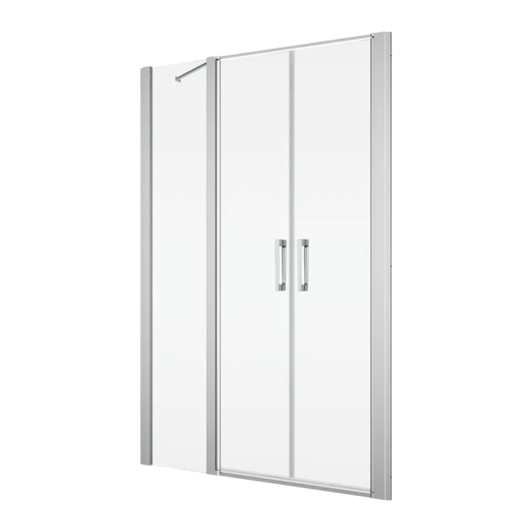 Drzwi prysznicowe 2-częściowe, wahadłowe 110x200 cm z elementem stałym Ronal Sanswiss Divera D22T32070405007 srebrny połysk