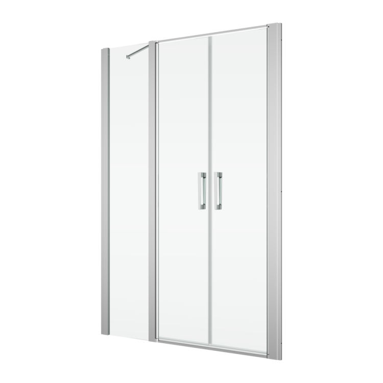 Drzwi prysznicowe 2-częściowe, wahadłowe 130x200 cm z elementem stałym Ronal Sanswiss Divera D22T32070605007 srebrny połysk