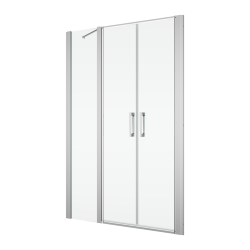 Drzwi prysznicowe 2-częściowe, wahadłowe 130x200 cm z elementem stałym Ronal Sanswiss Divera D22T32100305007 srebrny połysk