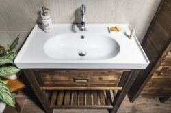 Umywalka Brand ceramiczna w klasycznym stylu Country Retro rustykalna na szafce z drewna aranżacja piękna.JPG