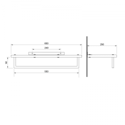 SKA półka na ręczniki z relingiem 600x250mm, biały mat