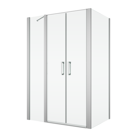 Przejdź do produktu Kabina prysznicowa 90x90 cm z drzwiami wahadłowymi z elementem stałym Ronal Sanswiss Divera D22T32070205007+D22F10905007 srebrny połysk
