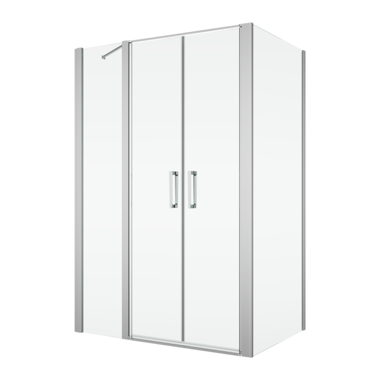Kabina prysznicowa 140x140 cm z drzwiami wahadłowymi z elementem stałym Ronal Sanswiss Divera D22T32120205007+D22F11405007 srebrny połysk