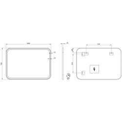 CETIS lustro z oświetleniem LED 100x70cm, czarny mat