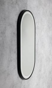 KAIRA lustro owalne z oświetleniem LED 45x90cm, czarny mat
