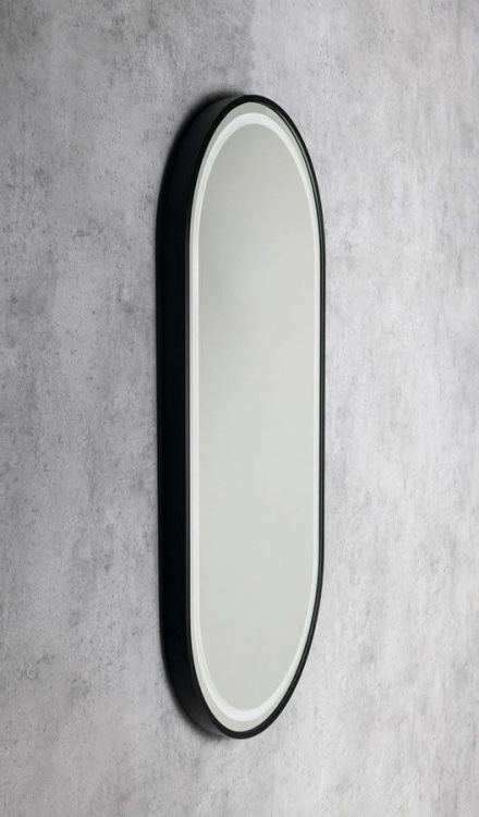KAIRA lustro owalne z oświetleniem LED 45x90cm, czarny mat