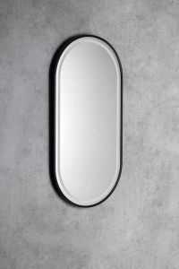 KAIRA lustro owalne z oświetleniem LED 45x90cm, czarny mat