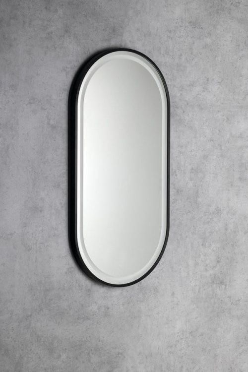 KAIRA lustro owalne z oświetleniem LED 45x90cm, czarny mat