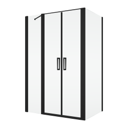 Czarna kabina prysznicowa 100x100 cm z drzwiami wahadłowymi z elementem stałym Ronal Sanswiss Divera D22T32080200607+D22F11000607 czarny mat