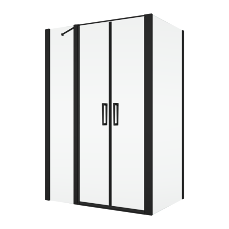 Przejdź do produktu Czarna kabina prysznicowa 120x140 cm z drzwiami wahadłowymi z elementem stałym Ronal Sanswiss Divera D22T32100200607+D22F11400607 czarny mat