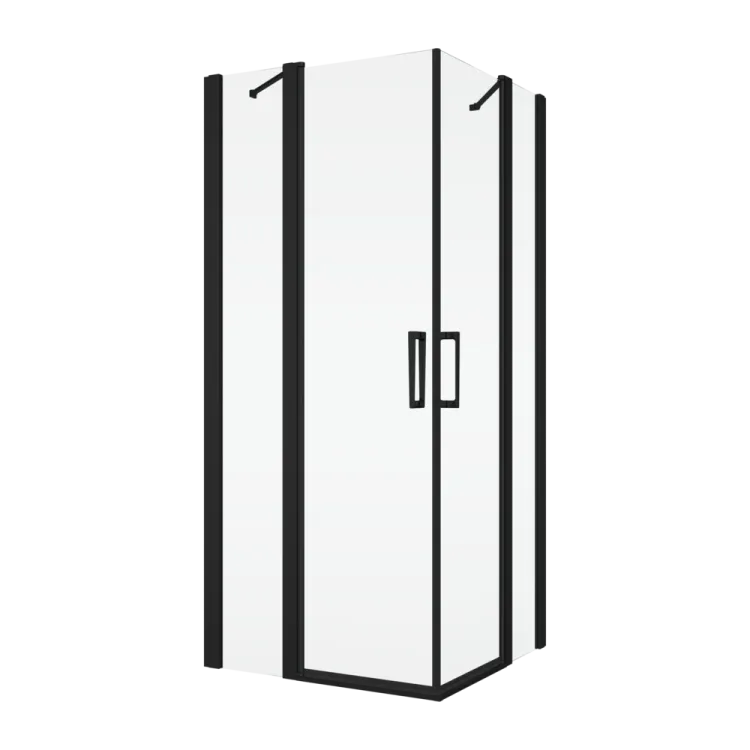 Czarna kabina prysznicowa 120x120 cm z drzwiami wahadłowymi i narożnym wejściem Ronal Sanswiss Divera D22DE2B1200607 czarny mat