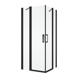 Czarna kabina prysznicowa 80x110 cm z drzwiami wahadłowymi i narożnym wejściem Ronal Sanswiss Divera D22DE2B80110607 czarny mat