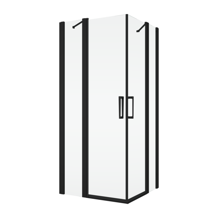 Czarna kabina prysznicowa 80x110 cm z drzwiami wahadłowymi i narożnym wejściem Ronal Sanswiss Divera D22DE2B80110607 czarny mat