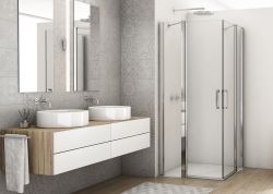Kabina prysznicowa 80x90 cm z drzwiami wahadłowymi i narożnym wejściem Ronal Sanswiss Divera D22DE2B80905007 srebrny połysk