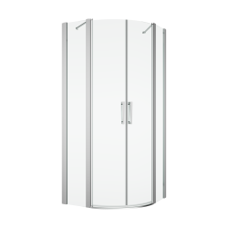 Kabina prysznicowa półokrągła 80x80 cm z drzwiami wahadłowymi i narożnym wejściem Ronal Sanswiss Divera D22ERB550805007 srebrny połysk