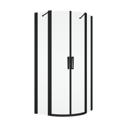 Kabina prysznicowa półokrągła 100x100 cm z drzwiami wahadłowymi i narożnym wejściem Ronal Sanswiss Divera D22ERB551000607 czarny mat