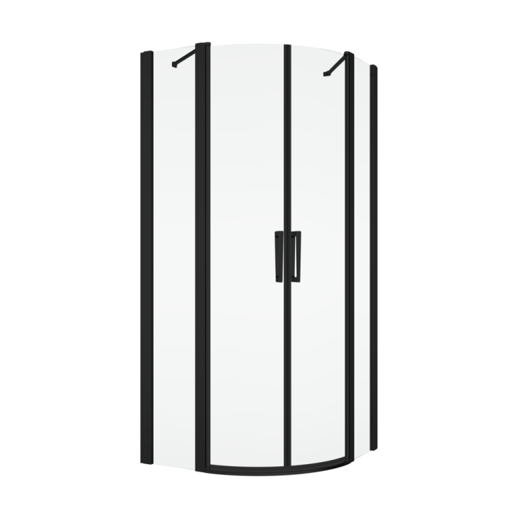 Kabina prysznicowa półokrągła 100x100 cm z drzwiami wahadłowymi i narożnym wejściem Ronal Sanswiss Divera D22ERB551000607 czarny mat