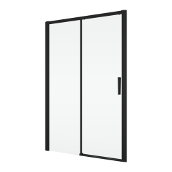 Czarne drzwi prysznicowe 2-częściowe, rozsuwane 130x200 cm z elementem stałym Ronal Sanswiss Divera D22S2B1300607 czarny mat