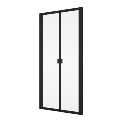 Czarne drzwi prysznicowe 2-częściowe, przesuwno-składane 80x200 cm Ronal Sanswiss Divera D22K0800607 czarny mat