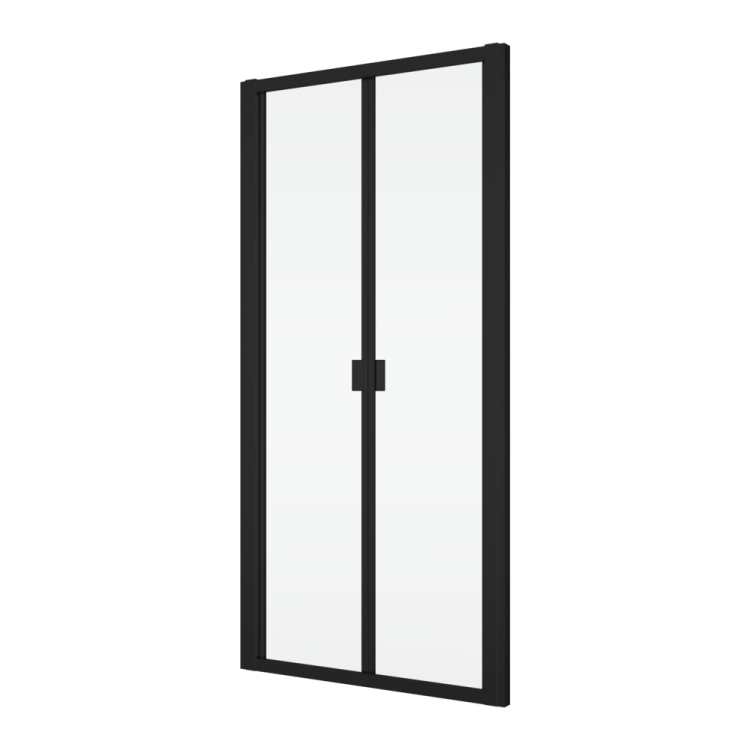 Czarne drzwi prysznicowe 2-częściowe, przesuwno-składane 80x200 cm Ronal Sanswiss Divera D22K0800607 czarny mat