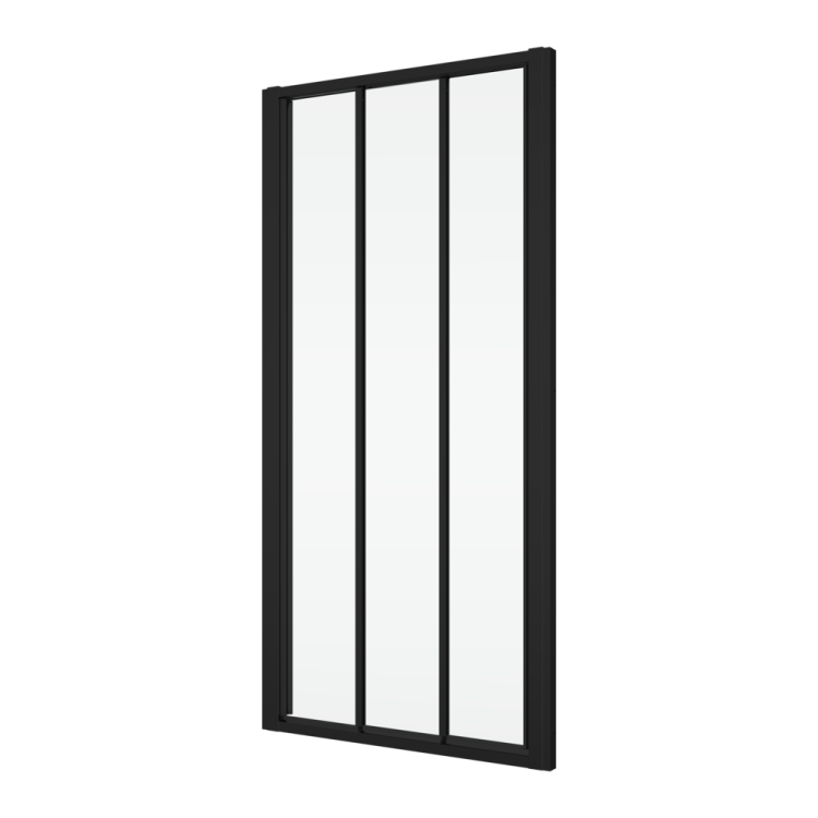 Czarne drzwi prysznicowe 3-częściowe, przesuwane 80x200 cm Ronal Sanswiss Divera D22S30800607 czarny mat