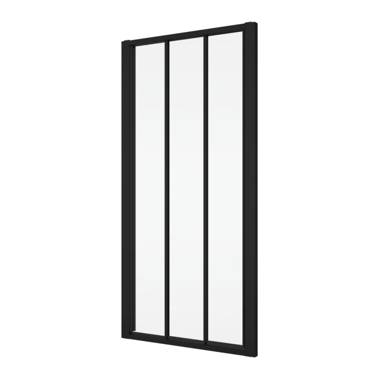 Czarne drzwi prysznicowe 3-częściowe, przesuwane 120x200 cm Ronal Sanswiss Divera D22S31200607 czarny mat