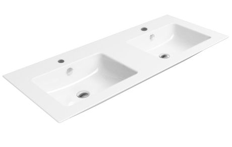 Przejdź do produktu PURA umywalka ceramiczna podwójna slim 120x50 cm, biały ExtraGlaze