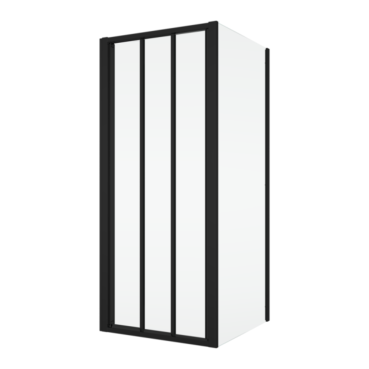 Kabina prysznicowa 100x80 cm z drzwiami 3-częściowymi, przesuwanymi Ronal Sanswiss Divera D22S31000607+D22F10800607 czarny mat