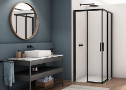 Kabina prysznicowa z drzwiami rozsuwanymi i wejściem narożnym Ronal Sanswiss Divera D22SE2B czarny mat