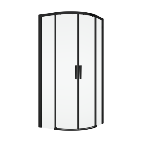 Przejdź do produktu Czarna kabina półokrągła 90x90 cm z drzwiami rozsuwanymi i wejściem narożnym Ronal Sanswiss Divera D22SRB550900607 czarny mat